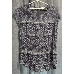Lucy & Laurel Anthropologie Women's‎ Size X-Large Rayon Zip Blouse  Gray/White